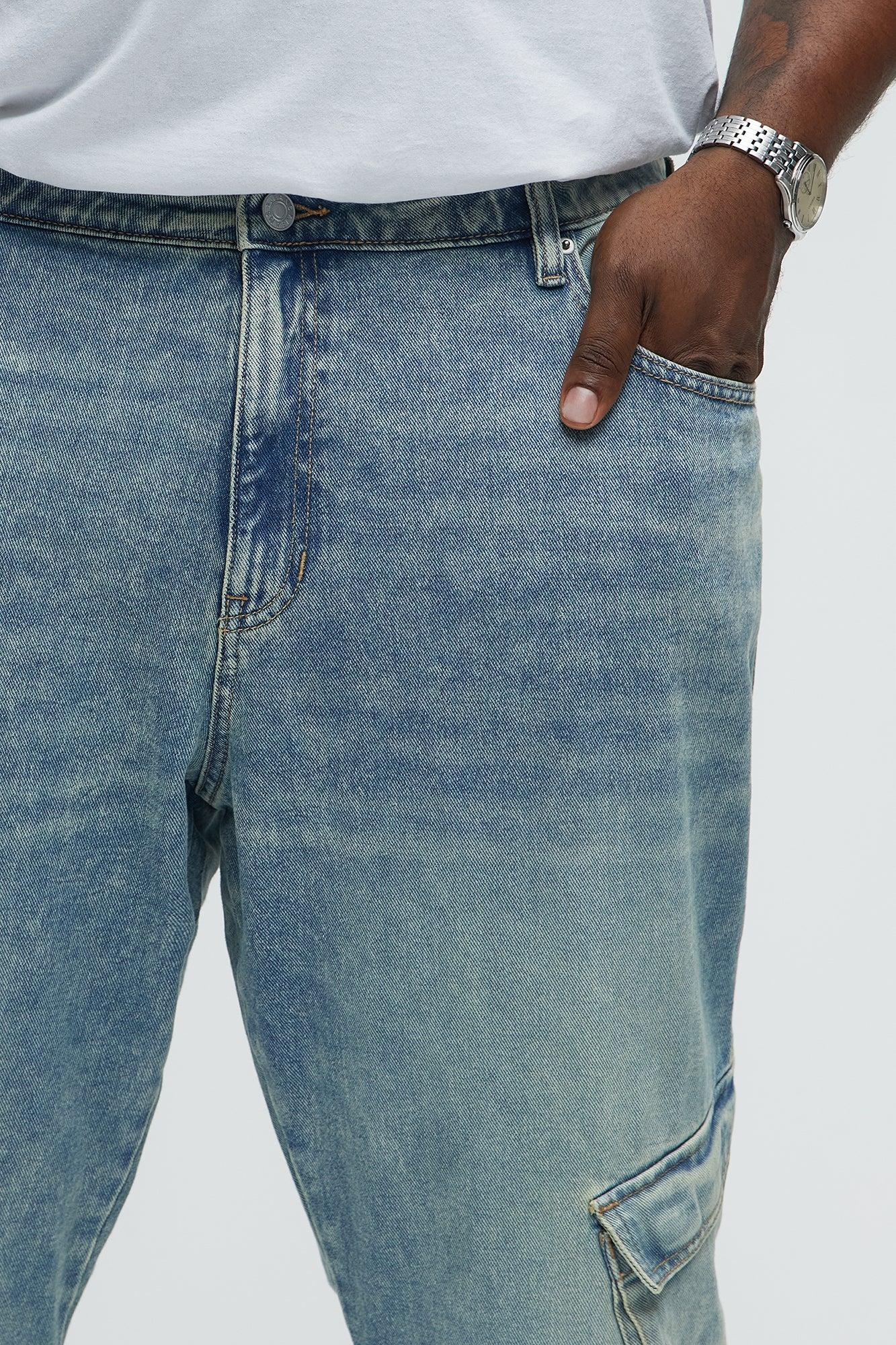 Dont Fake Cargo Straight Jeans - Light Blue Wash Male Product Image
