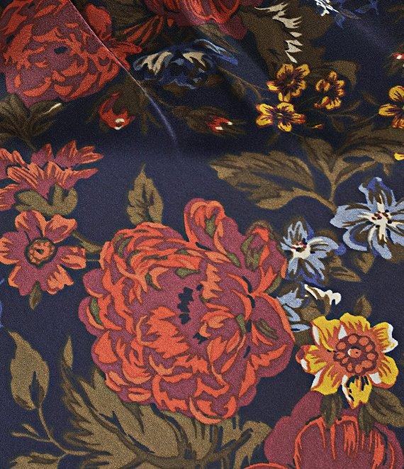 Lauren Ralph Lauren Satin Charmeuse Floral Print Sleeveless Cocktail Dress Product Image