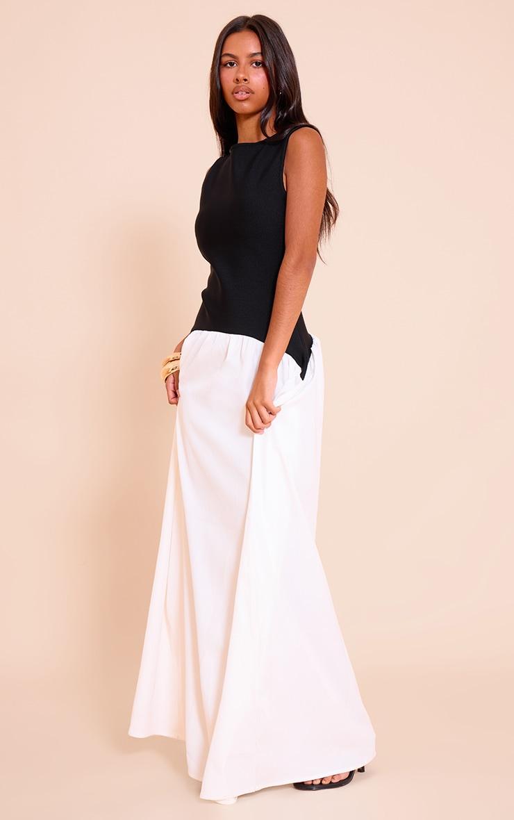 Petite Black Sleeveless Fitted Drop Waist Maxi Dress Product Image