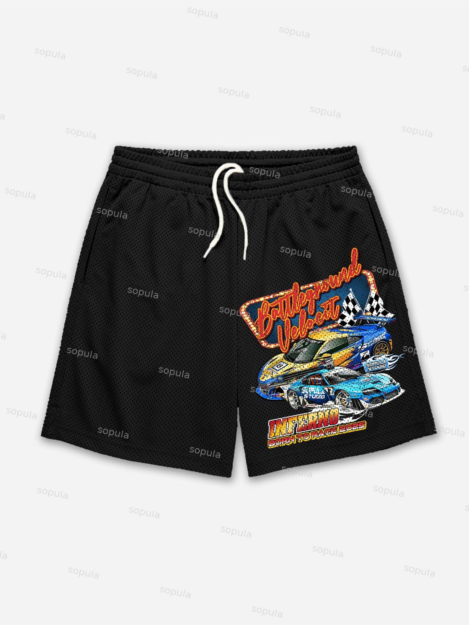 Racing Battleground Print Mesh Shorts Product Image