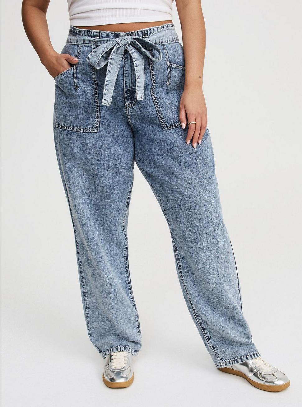 Baggy High-Rise Tie-Belt Jean Product Image