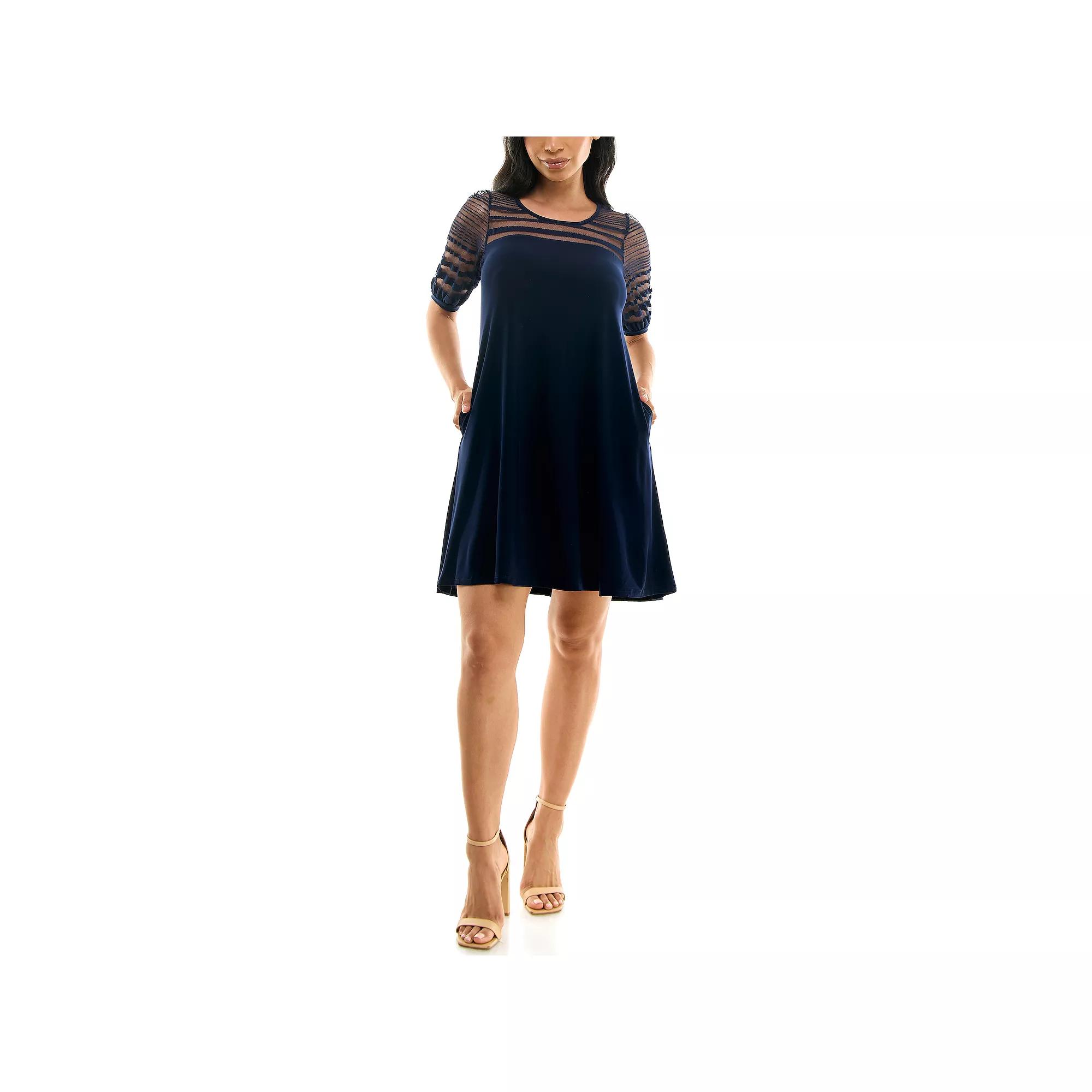 Women's Nina Leonard Semi-Sheer Dress,  Product Image