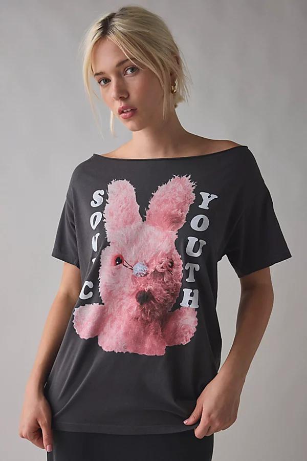 DAY Rock Band Graphic Off-The-Shoulder Oversized Tee Womens at Urban Outfitters Product Image