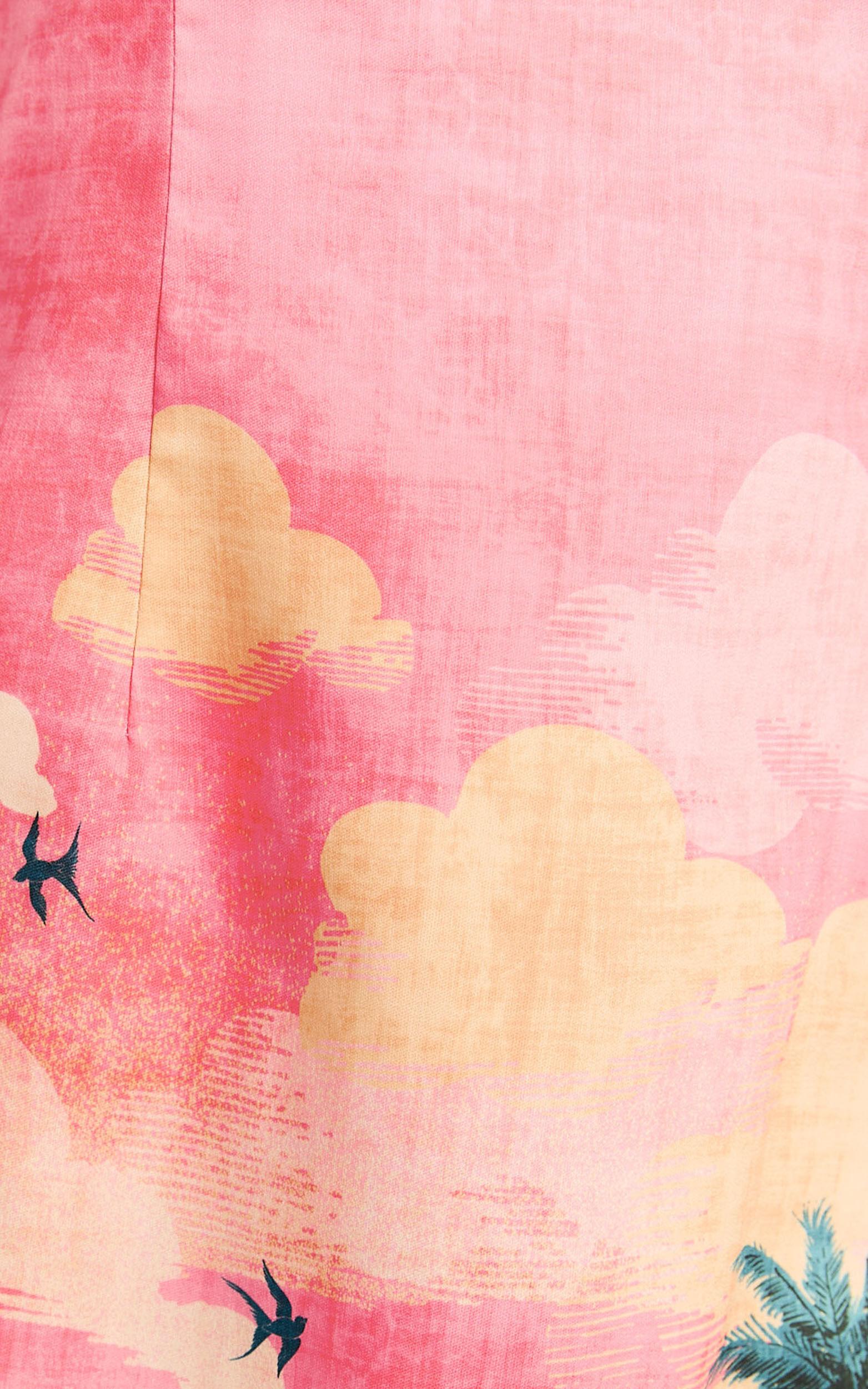 Amalie The Label - Leesha Strapless Fitted Split Leg Midi Dress in Island Sunset Print Product Image