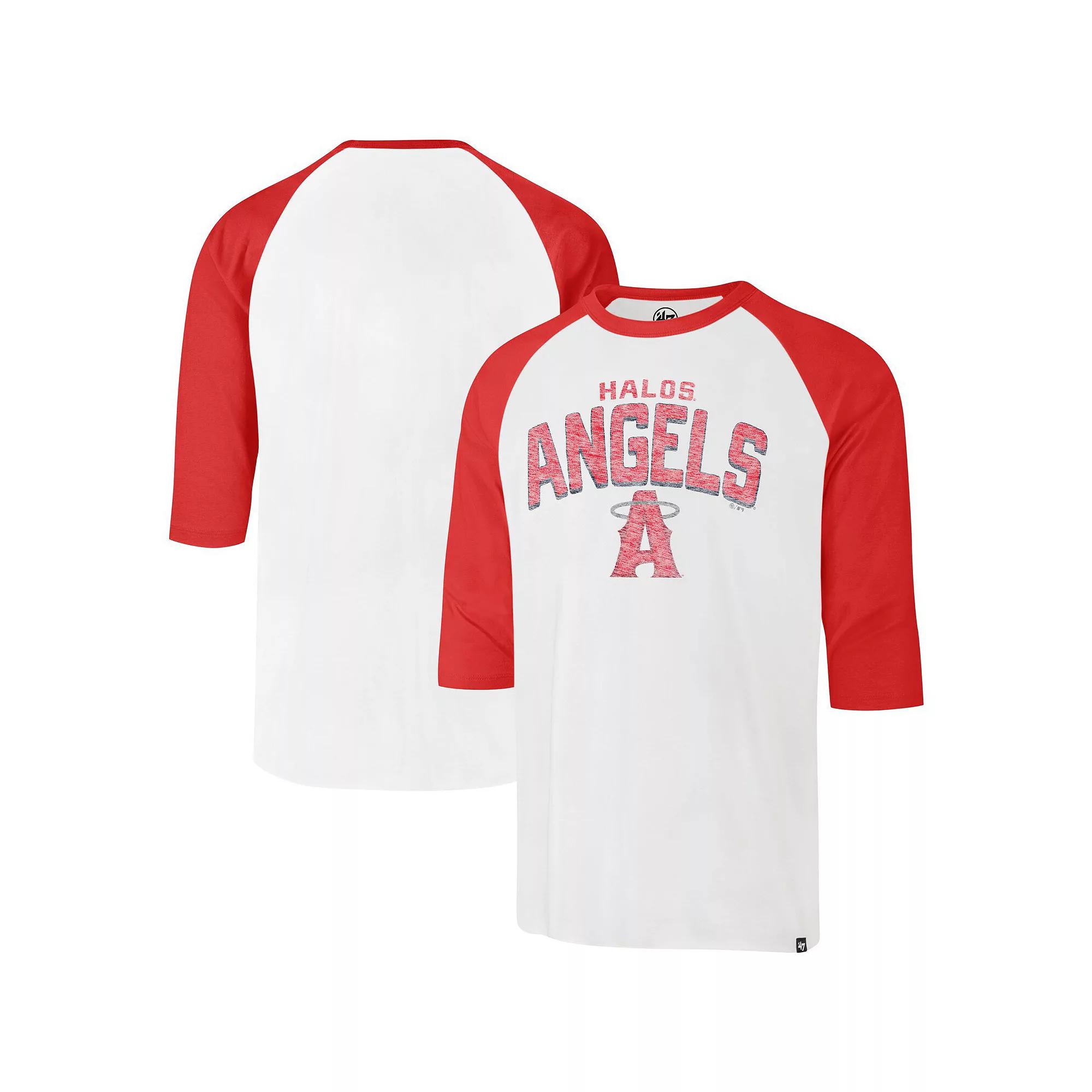 Men's '47 Cream Los Angeles Angels City Connect Crescent Franklin Raglan Three-Quarter Sleeve T-Shirt, Size: Large, Beige Product Image