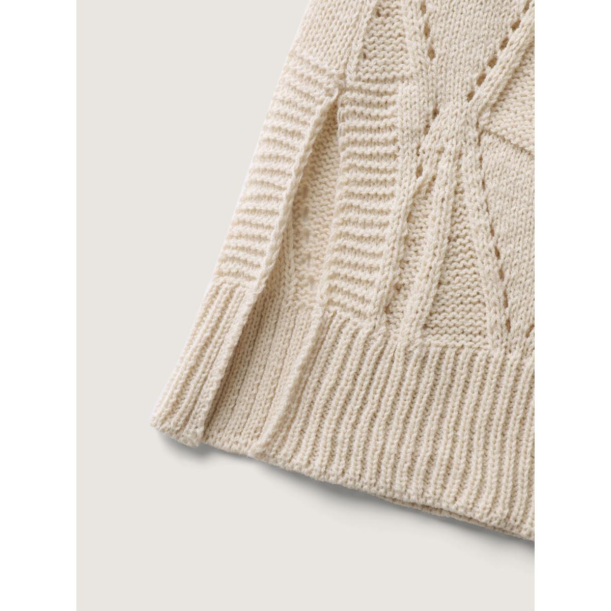 Plus Size Textured Cut-Out Slit Pockets Knit Cardigan Apricot Women Leisure Loose Long Sleeve Casual Cardigans BloomChic 14-16/1X Product Image