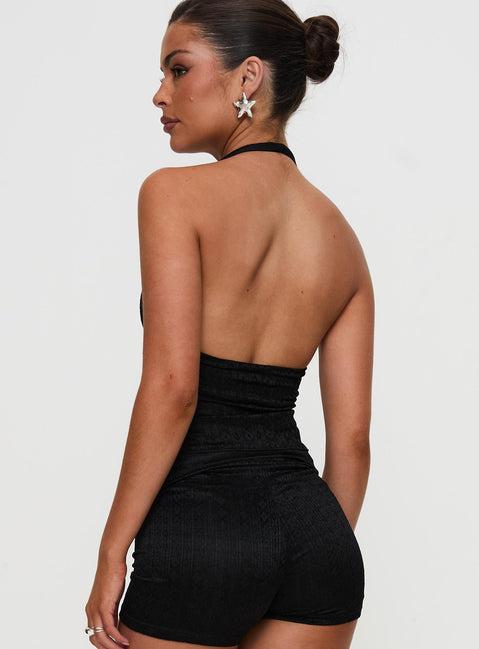 Moderna Halter Lace Top Black Product Image