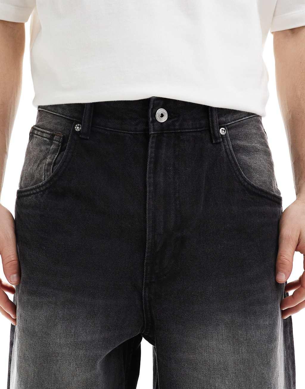 Bershka super baggy fit jeans in black Product Image