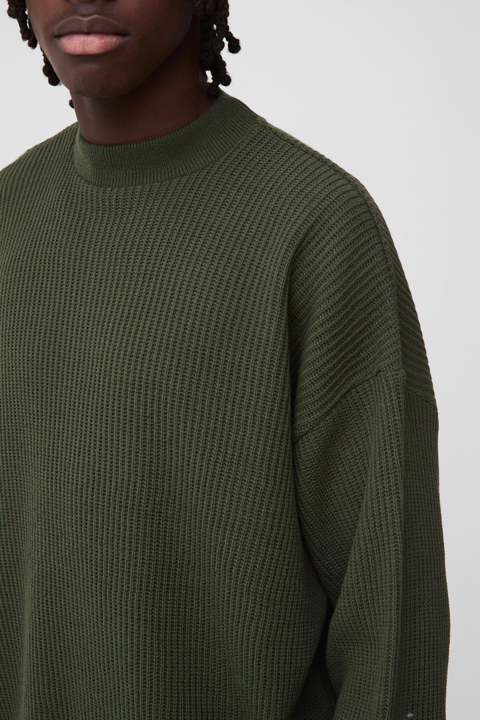 Relaxed Fit Extended Neck Waffle Knit Dropped Shoulder Sweater | boohooMAN USA Product Image