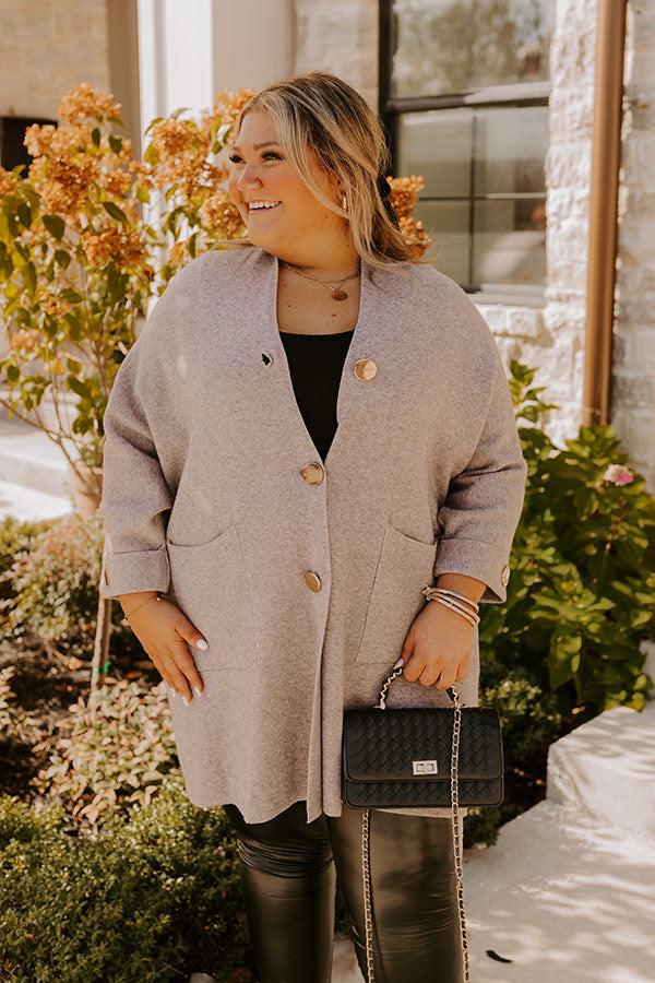 Coffee Aroma Oversized Cardigan in Taupe Product Image