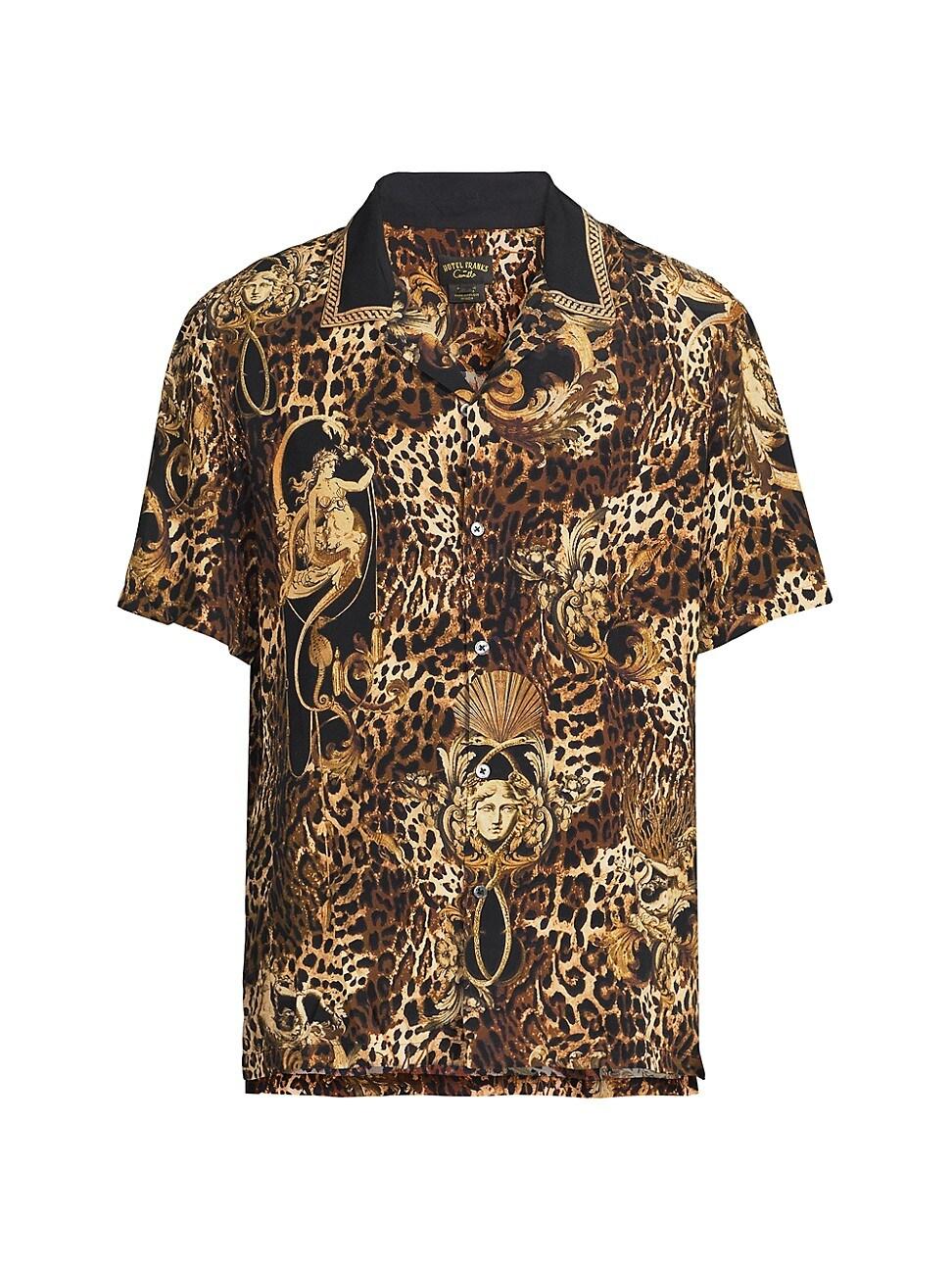 Mens Leopard Print Short-Sleeve Shirt Product Image