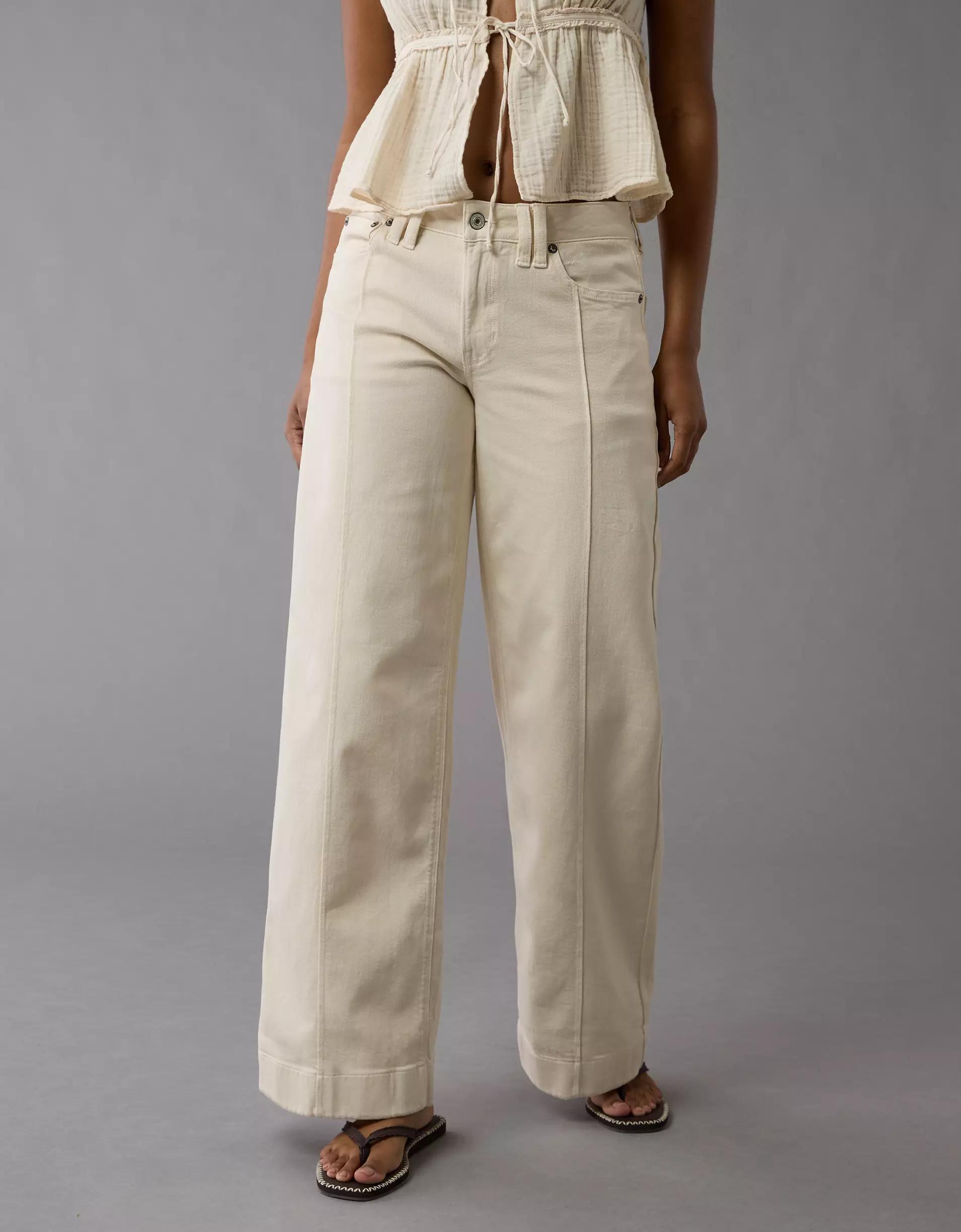 AE Dreamy Drape Stretch Low-Rise Baggy Wide-Leg Pant Product Image
