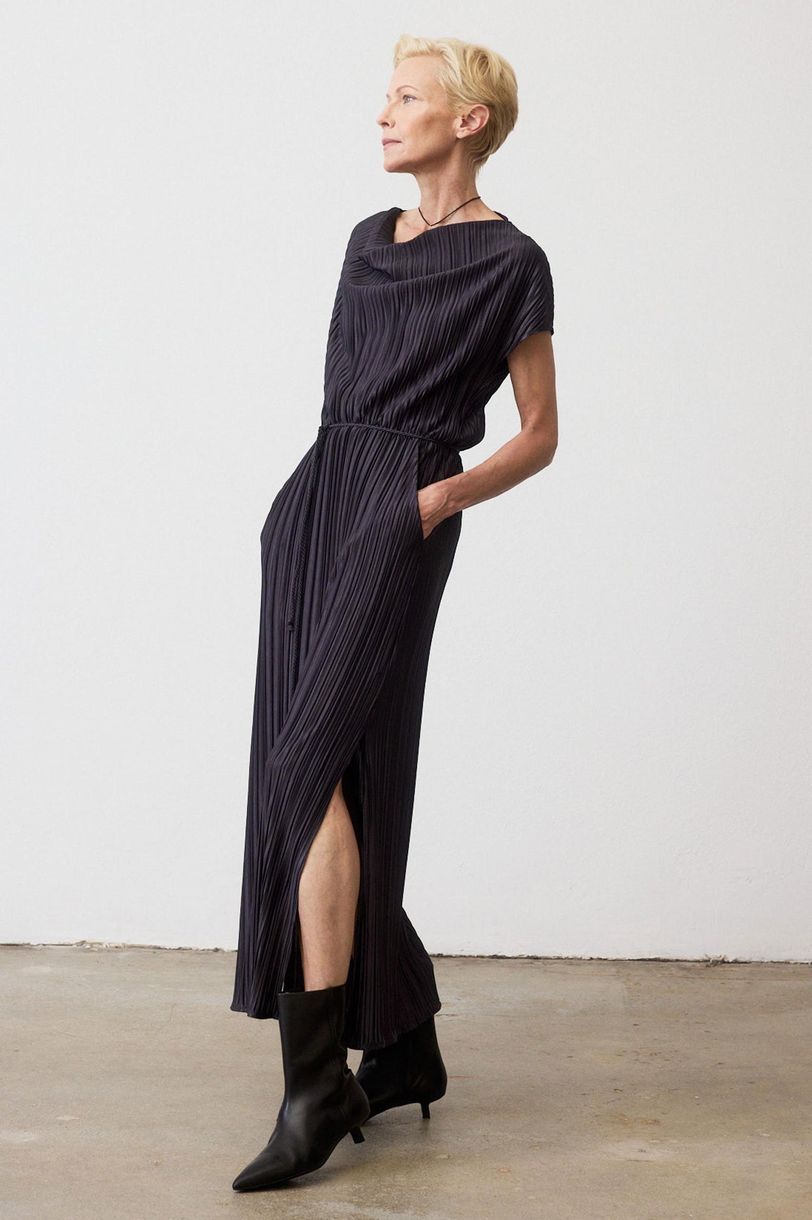 Draped Pleated Maxi Dress Product Image