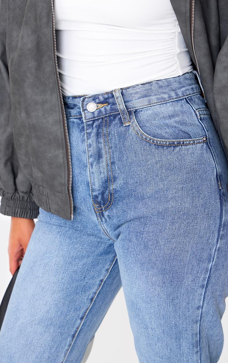 Tall Mid Blue Wash High Waist Long Leg Straight Leg Jeans Product Image