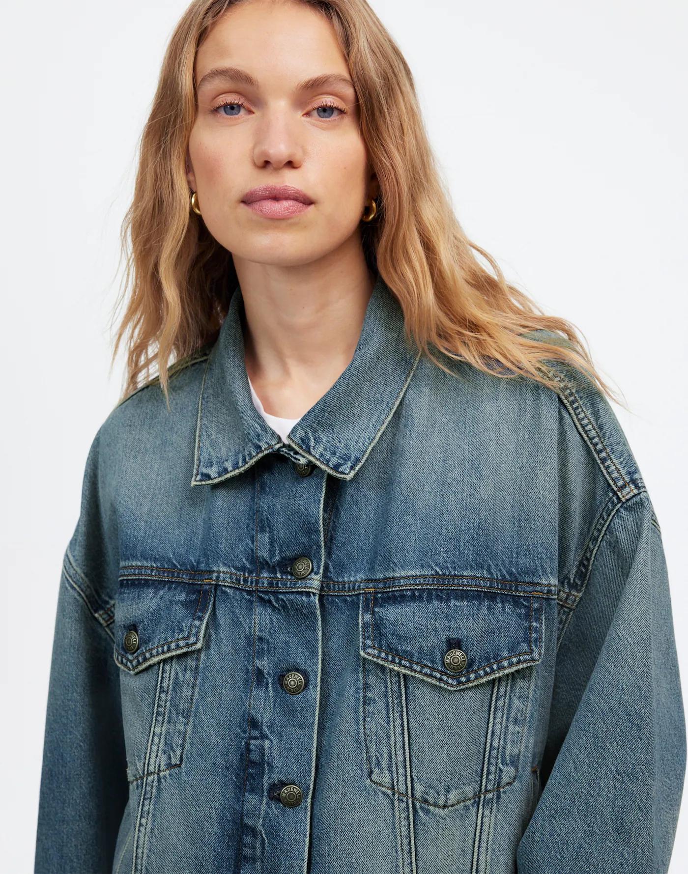 Relaxed Crop Jean Trucker Jacket in Billings Wash Product Image