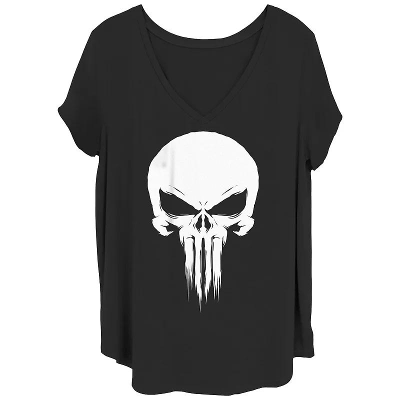 Juniors' Plus Size Marvel: The Punisher Painted Chest Logo Graphic Tee, Girl's, Size: 4XL, Black Product Image