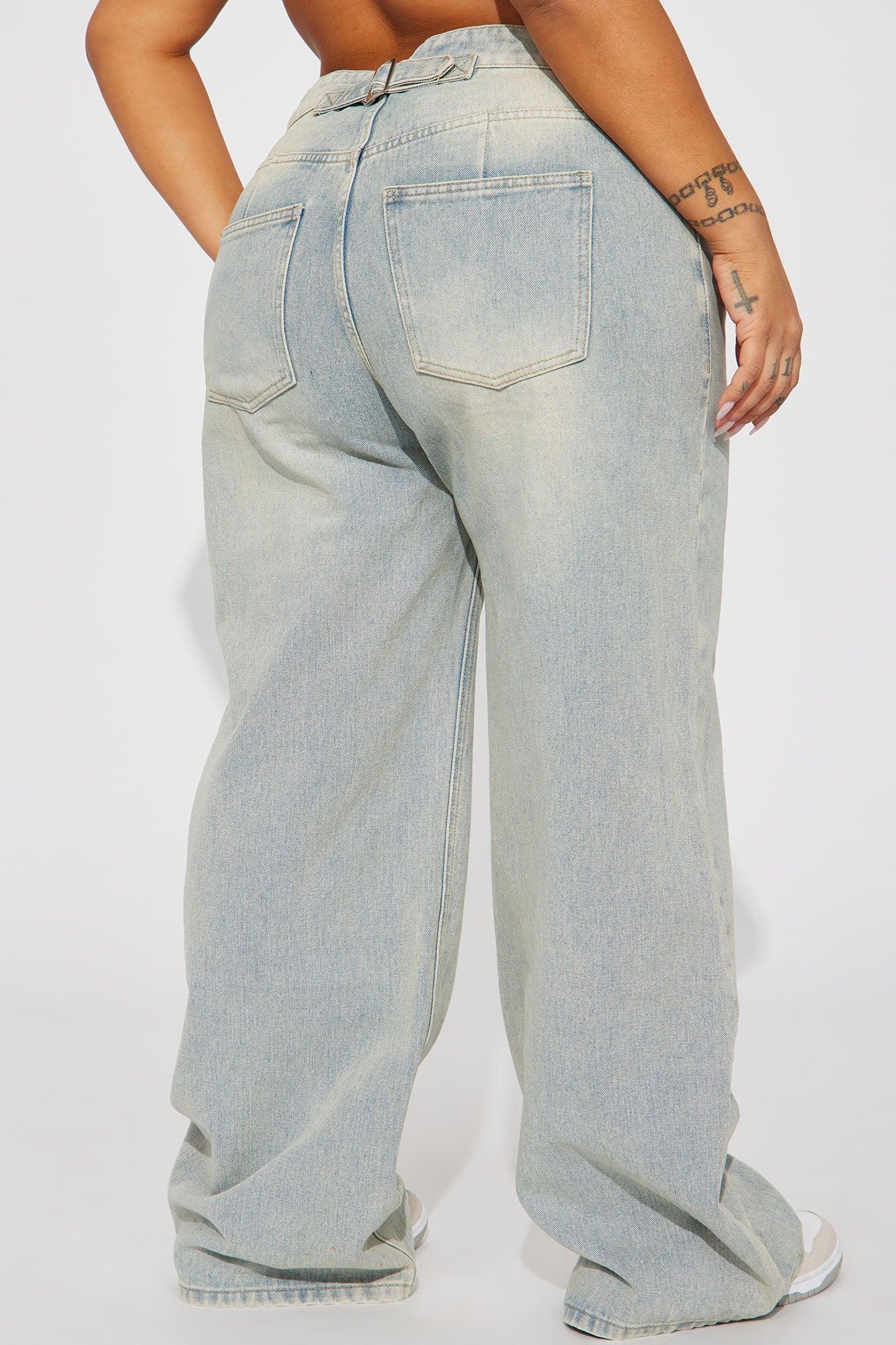Peace Of Mind Tinted Baggy Jeans - Light Wash Product Image