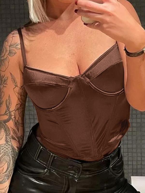 Solid Irregular Hem Corset Top Product Image