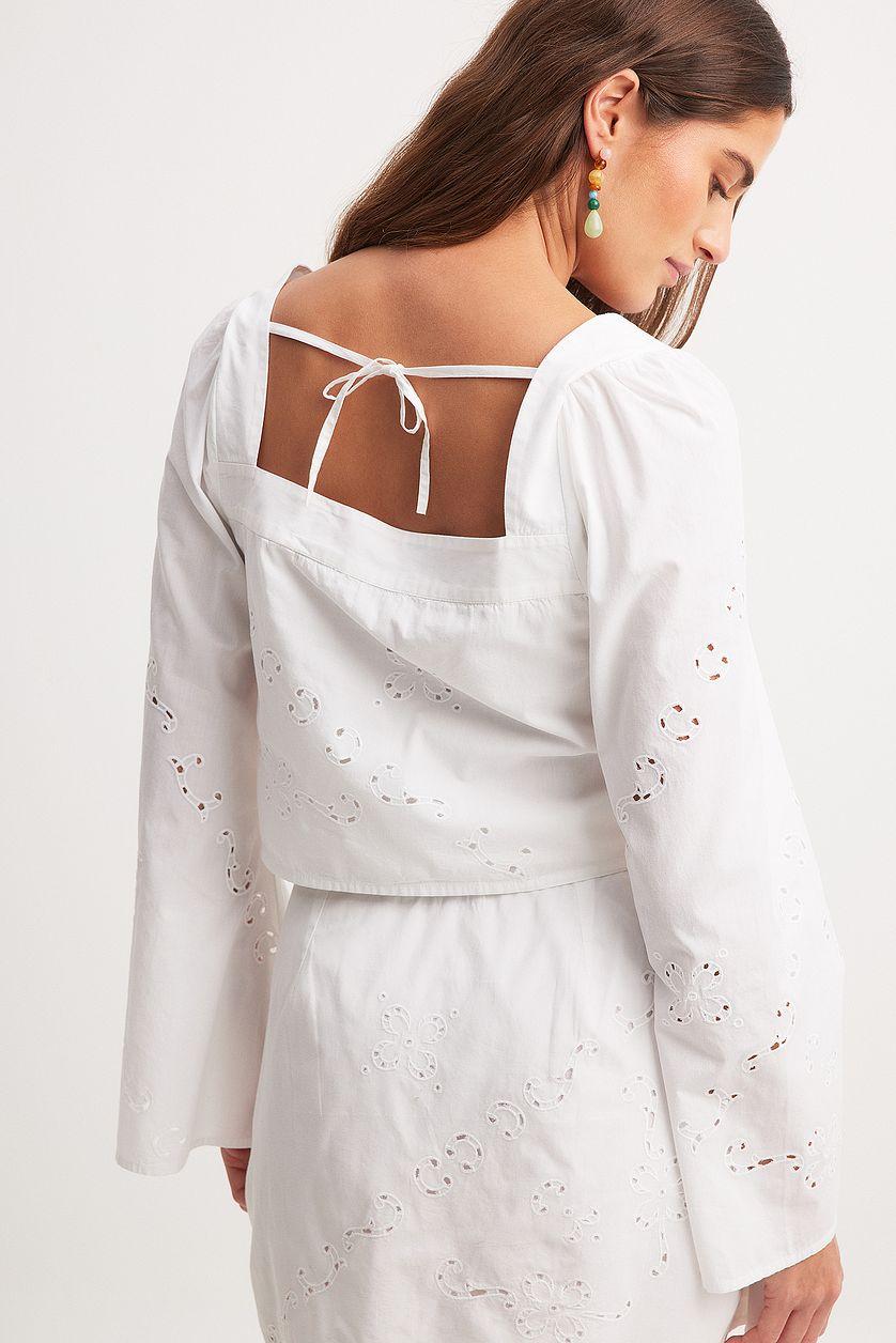 Embroidery Detail Square Neck Blouse Product Image