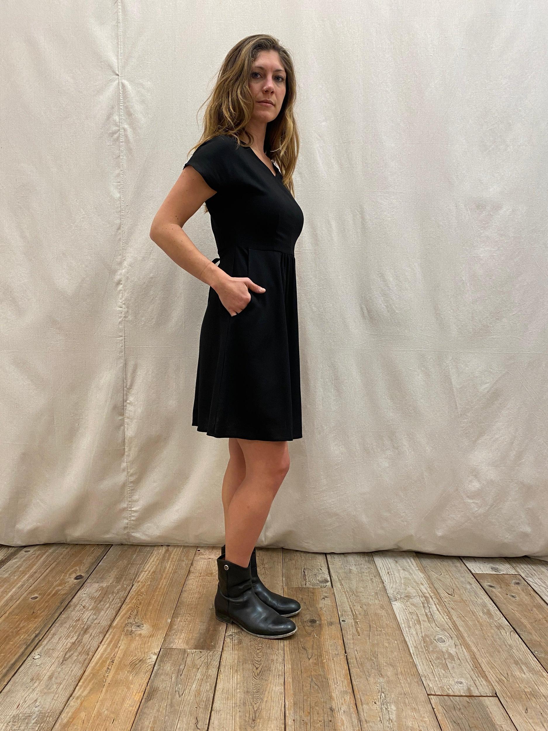 Dolman Dress in Black Linen Product Image