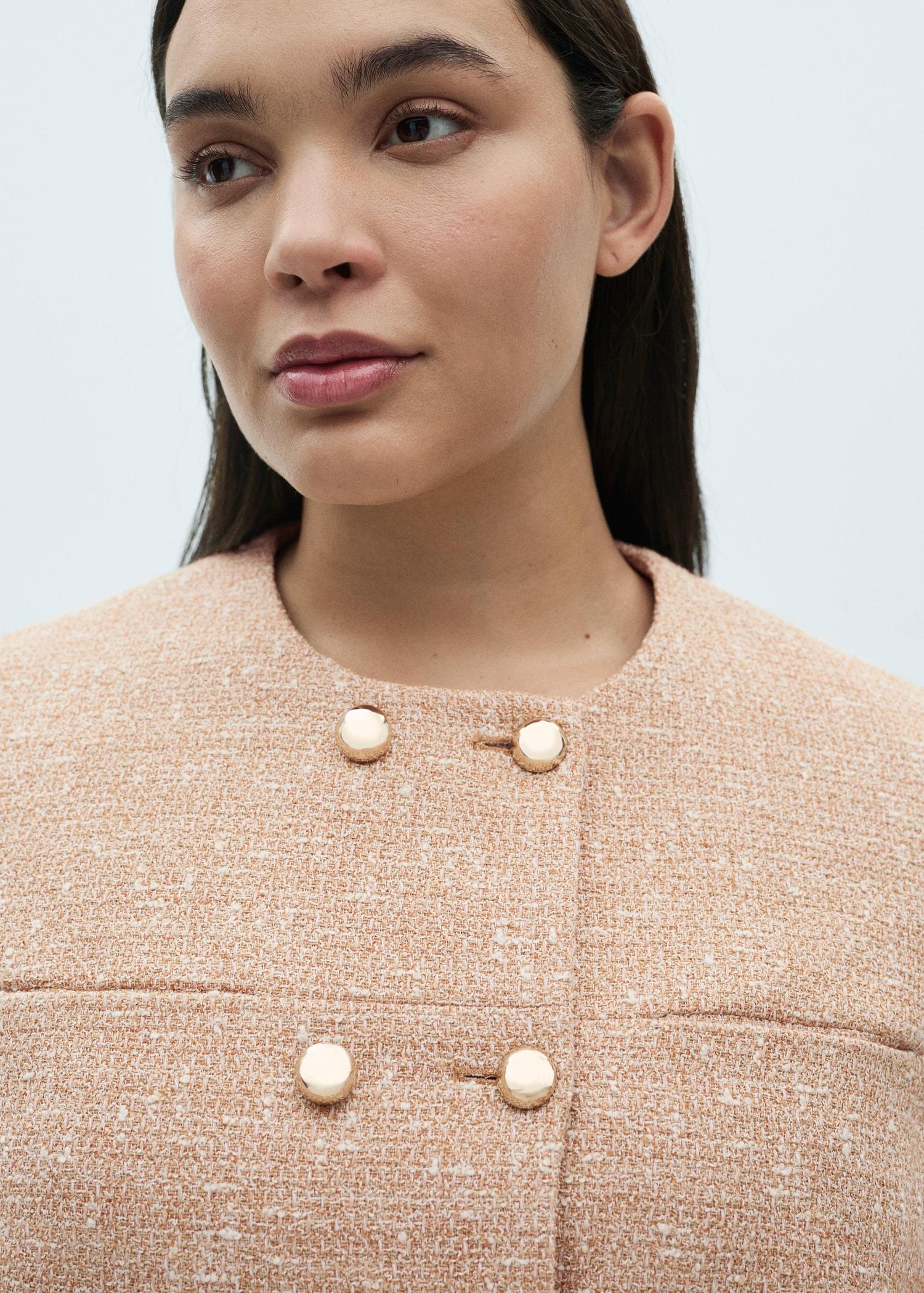 Double-breasted tweed jacket - Women | MANGO USA Product Image