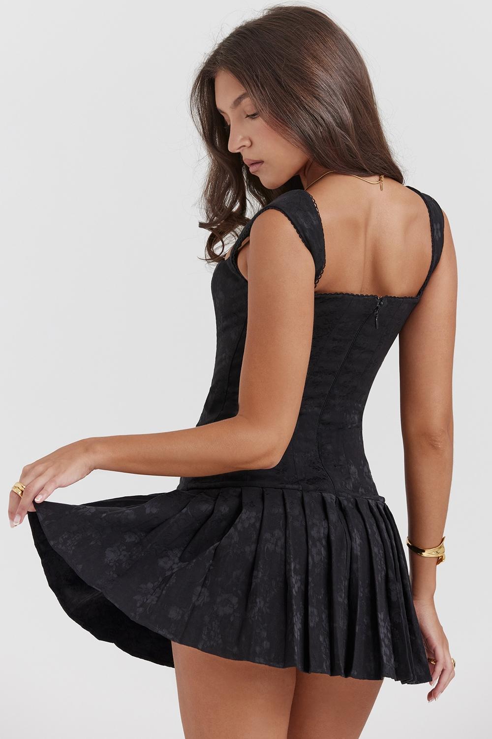Talia  black pleated mini dress Product Image