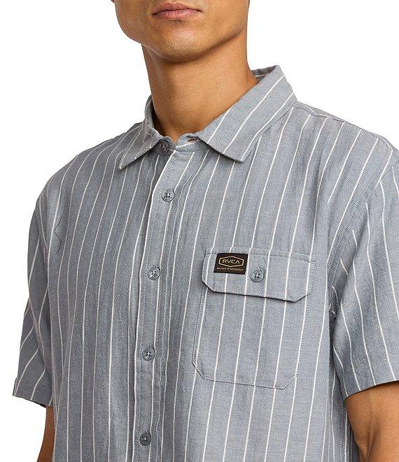 RVCA Dayshift Striped Short Sleeve Chambray Shirt Product Image