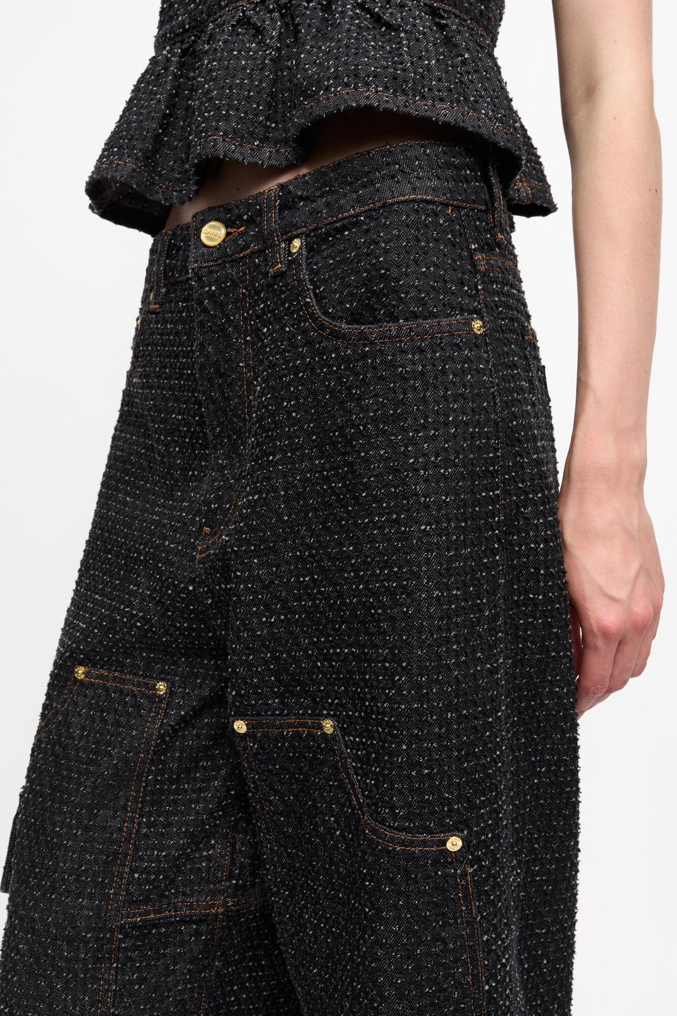 Black Textured Carpenter Jeans Product Image