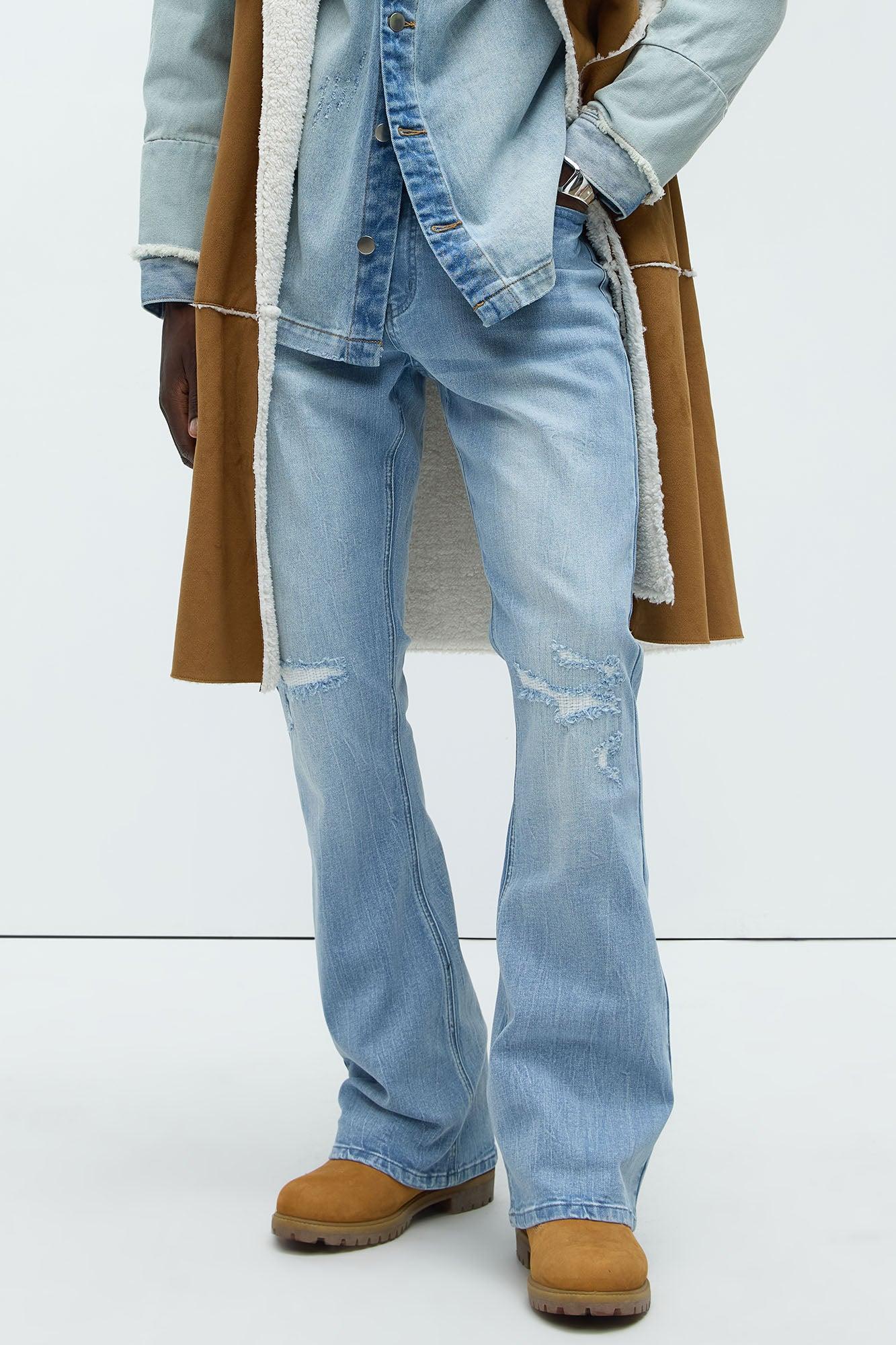 Dreamy Stacked Slim Flare Jeans - Light Blue Wash Product Image
