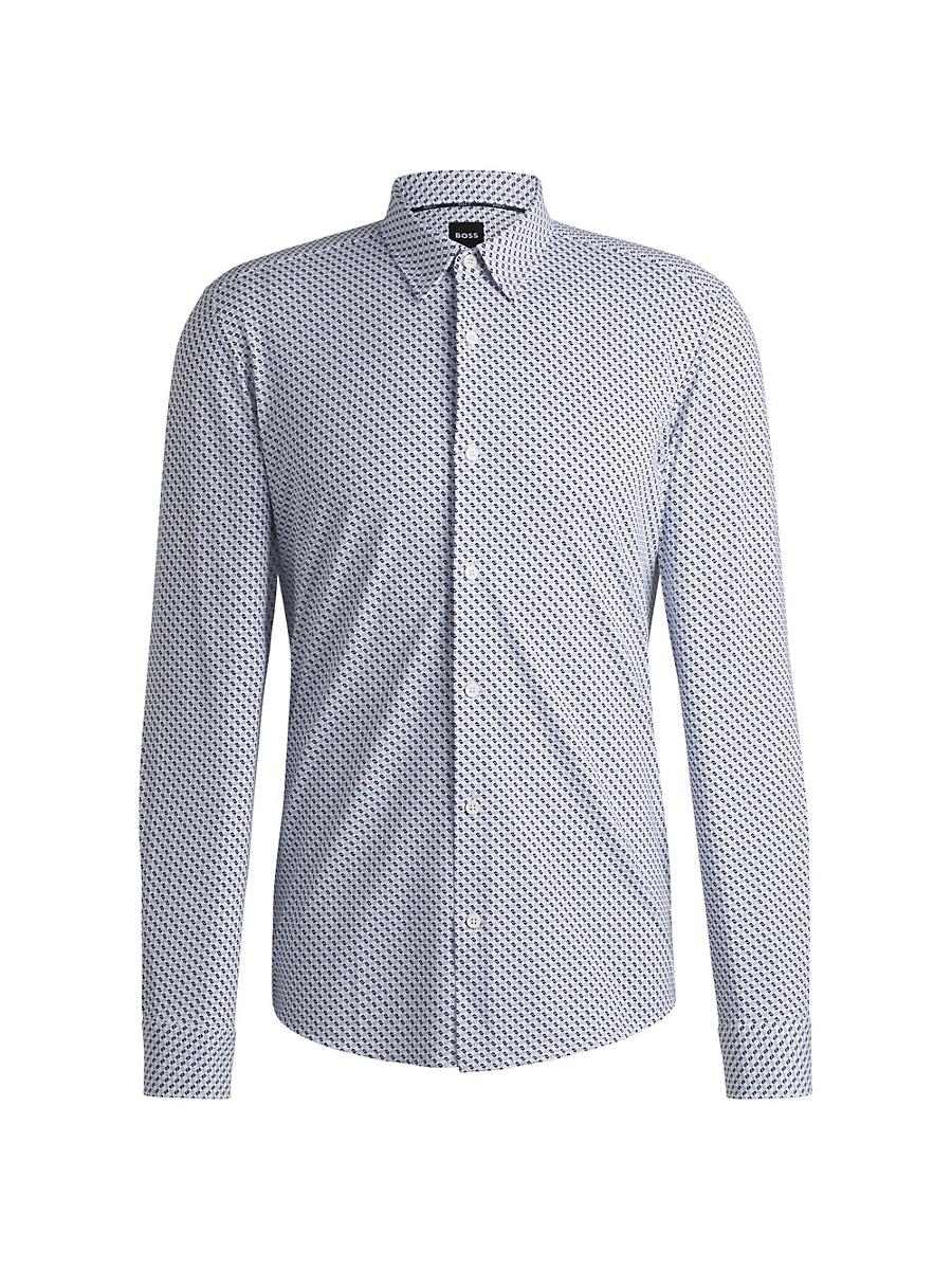Mens Slim-Fit Shirt in Printed Performance Stretch Jersey Product Image