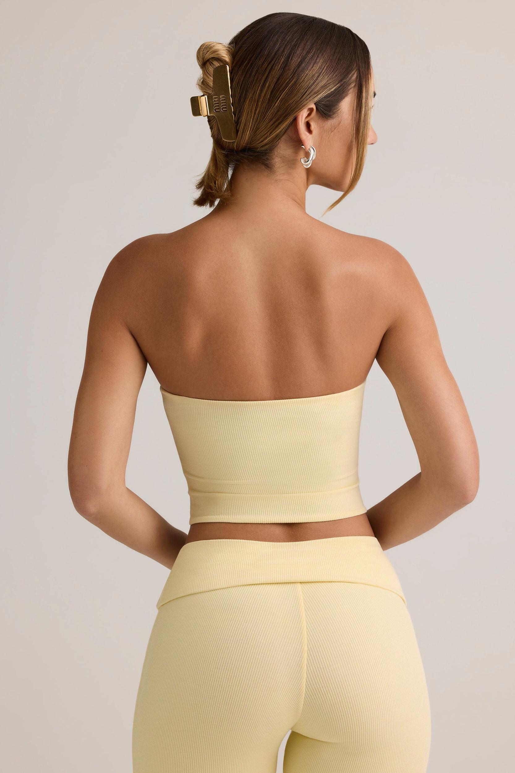 Modal Strapless Crop Top in White Female Product Image