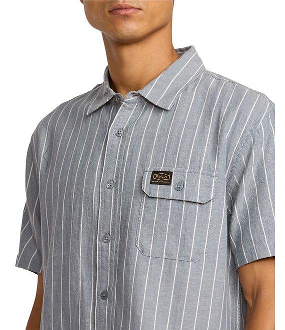 RVCA Dayshift Striped Short Sleeve Chambray Shirt Product Image