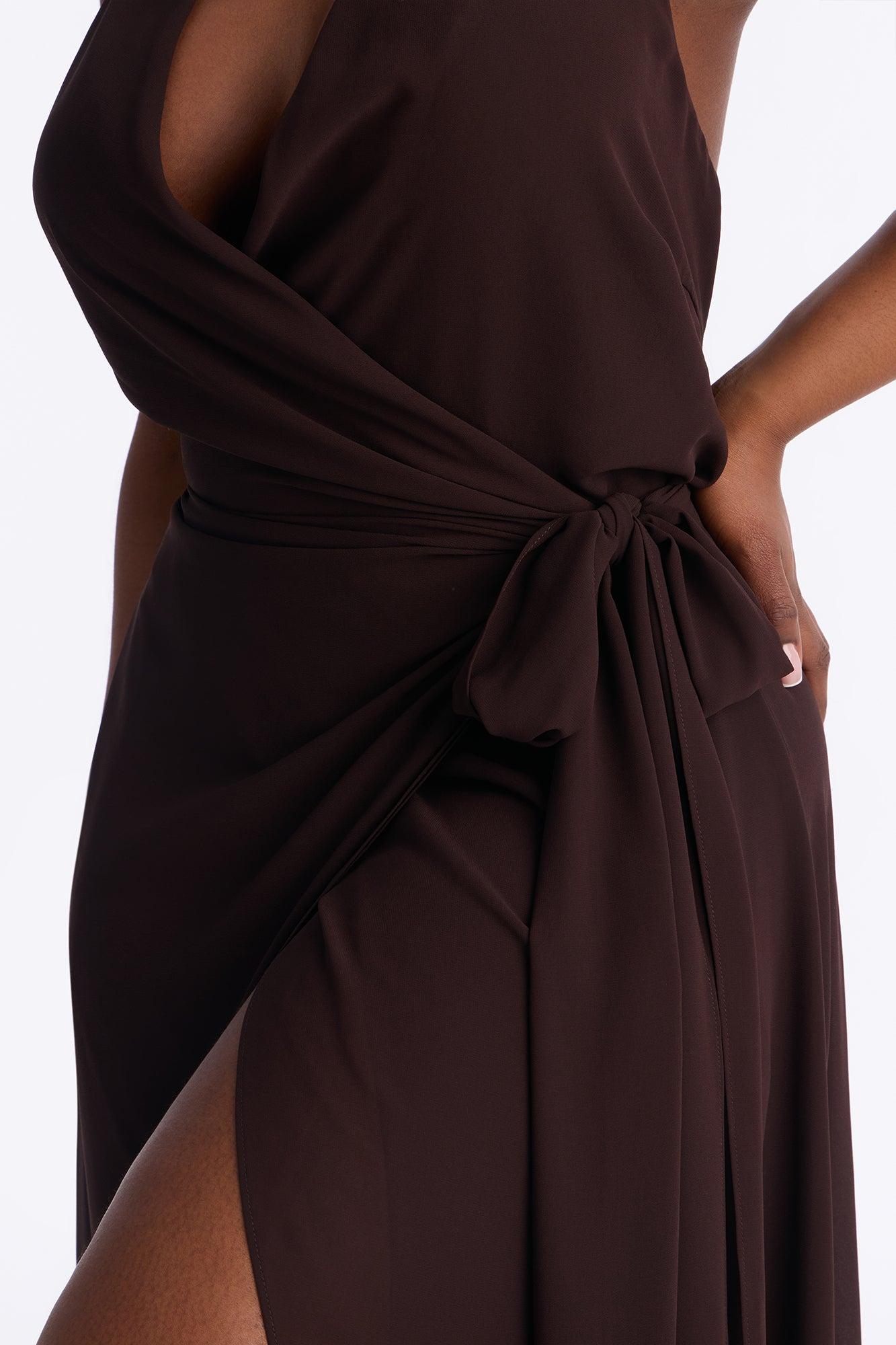 Allyson Chiffon Wrap Maxi Dress - Chocolate Female Product Image