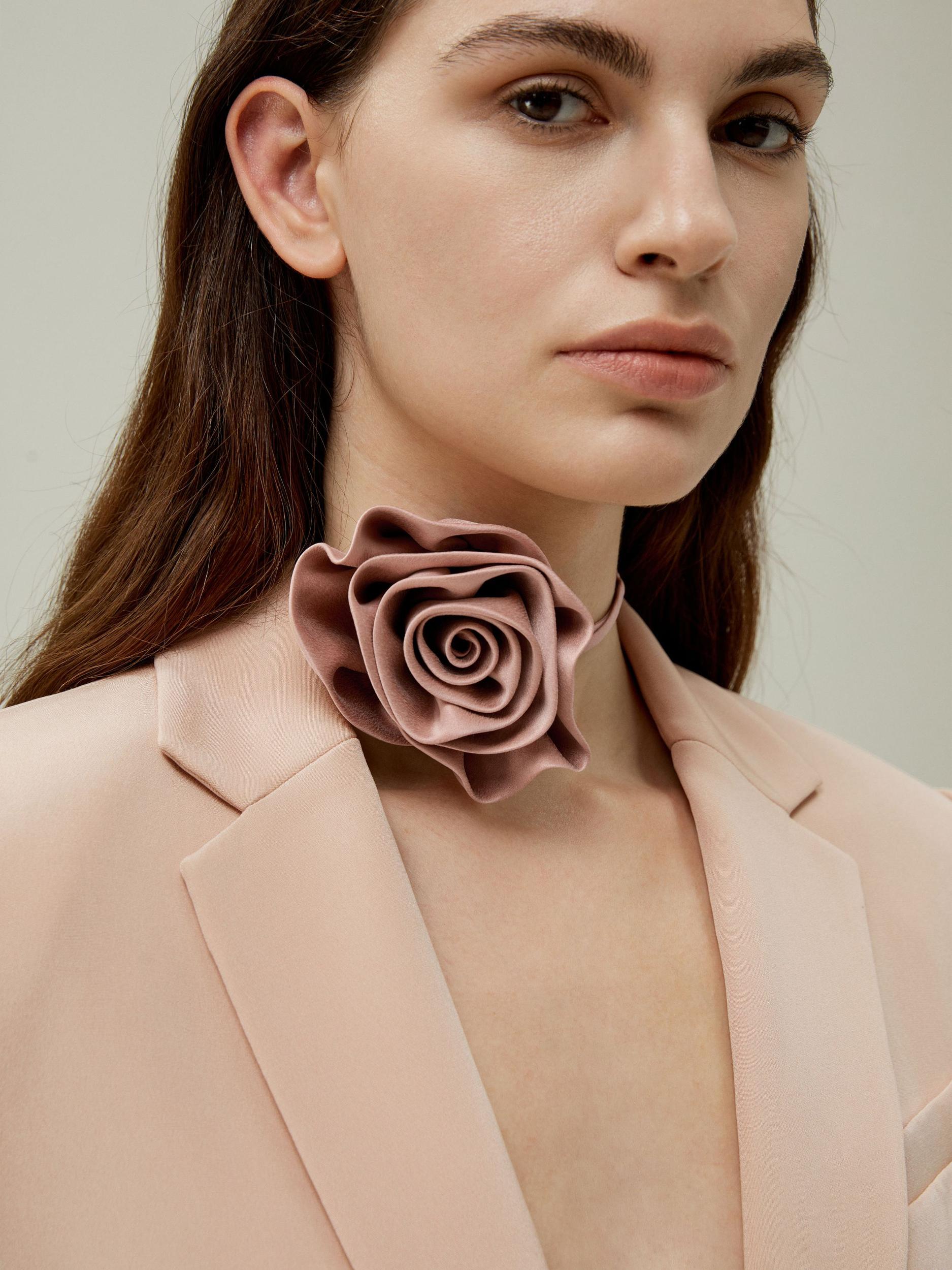 Rosette Silk Collar Necklace Product Image