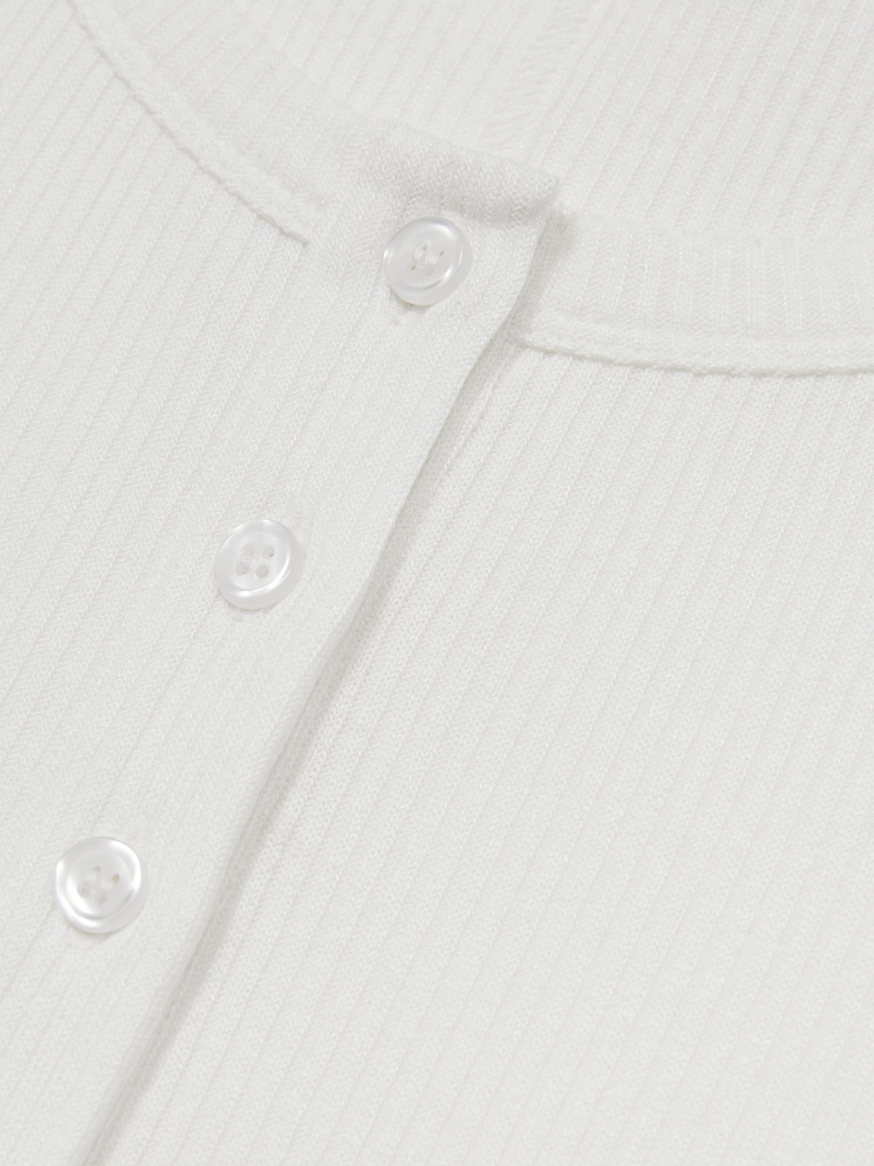 Fine-Rib Button-Placket Vest in White Product Image