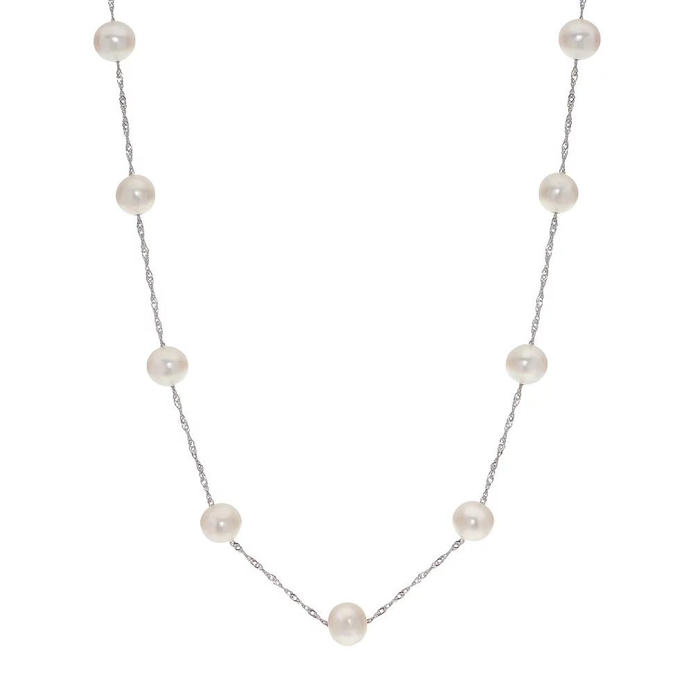 PearLustre by Imperial Sterling Silver Freshwater Cultured Pearl Station Necklace, Womens Product Image
