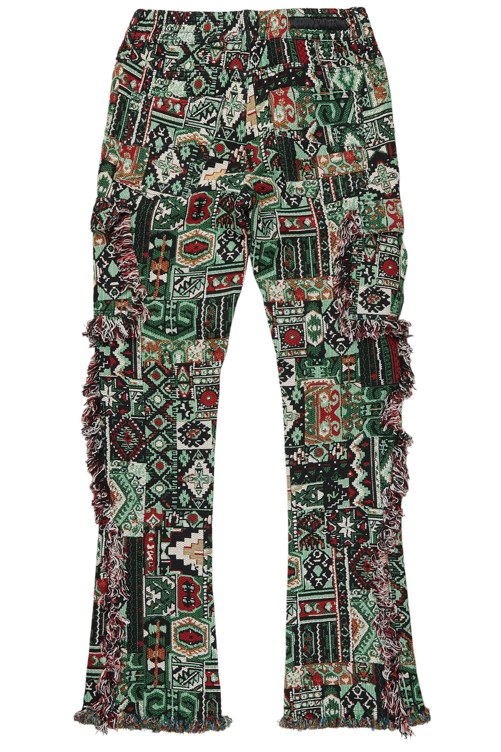 Ayami Green Slim Tapestry Flare Jean Male Product Image