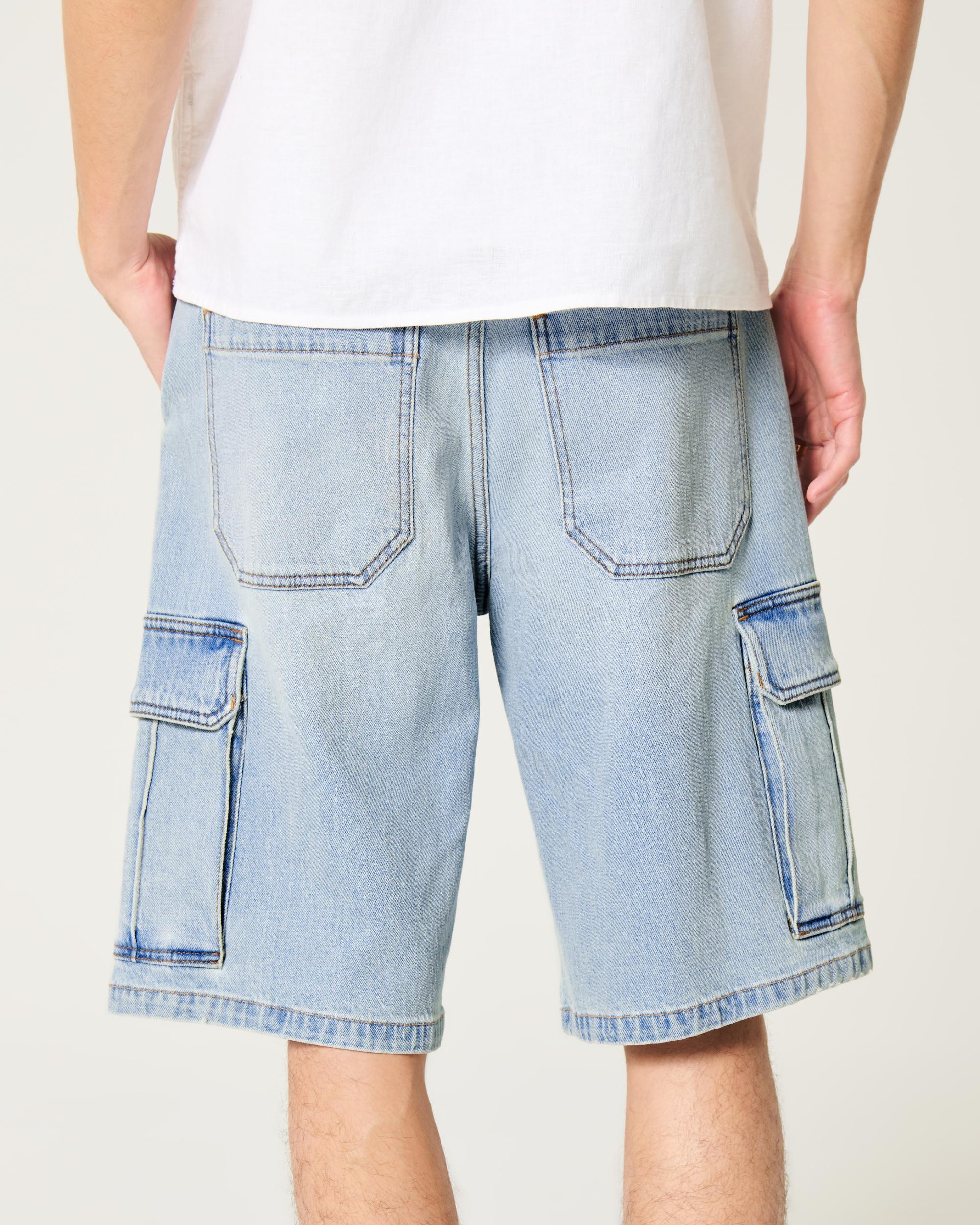 Baggy Denim Cargo Shorts Product Image