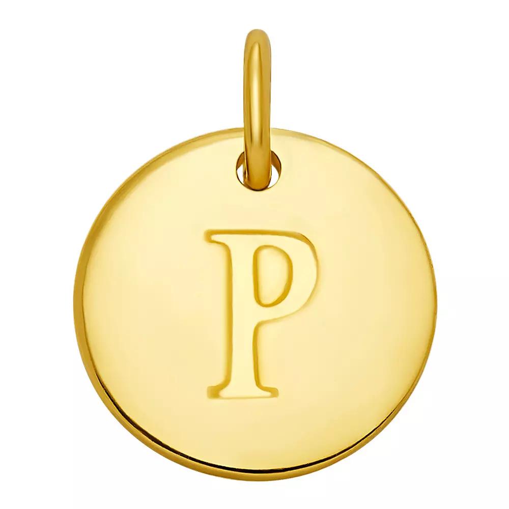 PRIMROSE 18k Gold Over Sterling Silver Letter Disc Charm, Women's, Gold Over Sterling D Product Image