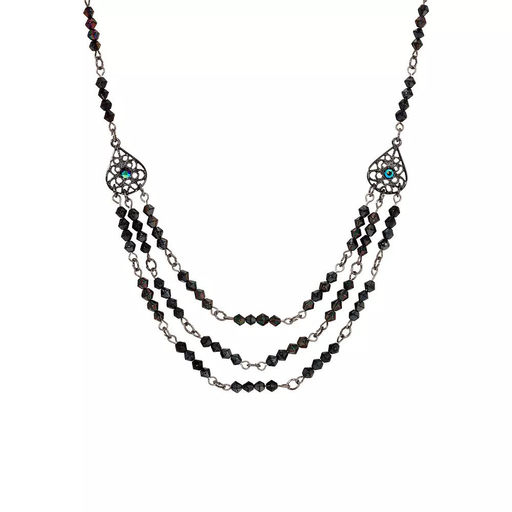 1928 Lantern Bead Multi-Row Necklace, Womens, Black Product Image