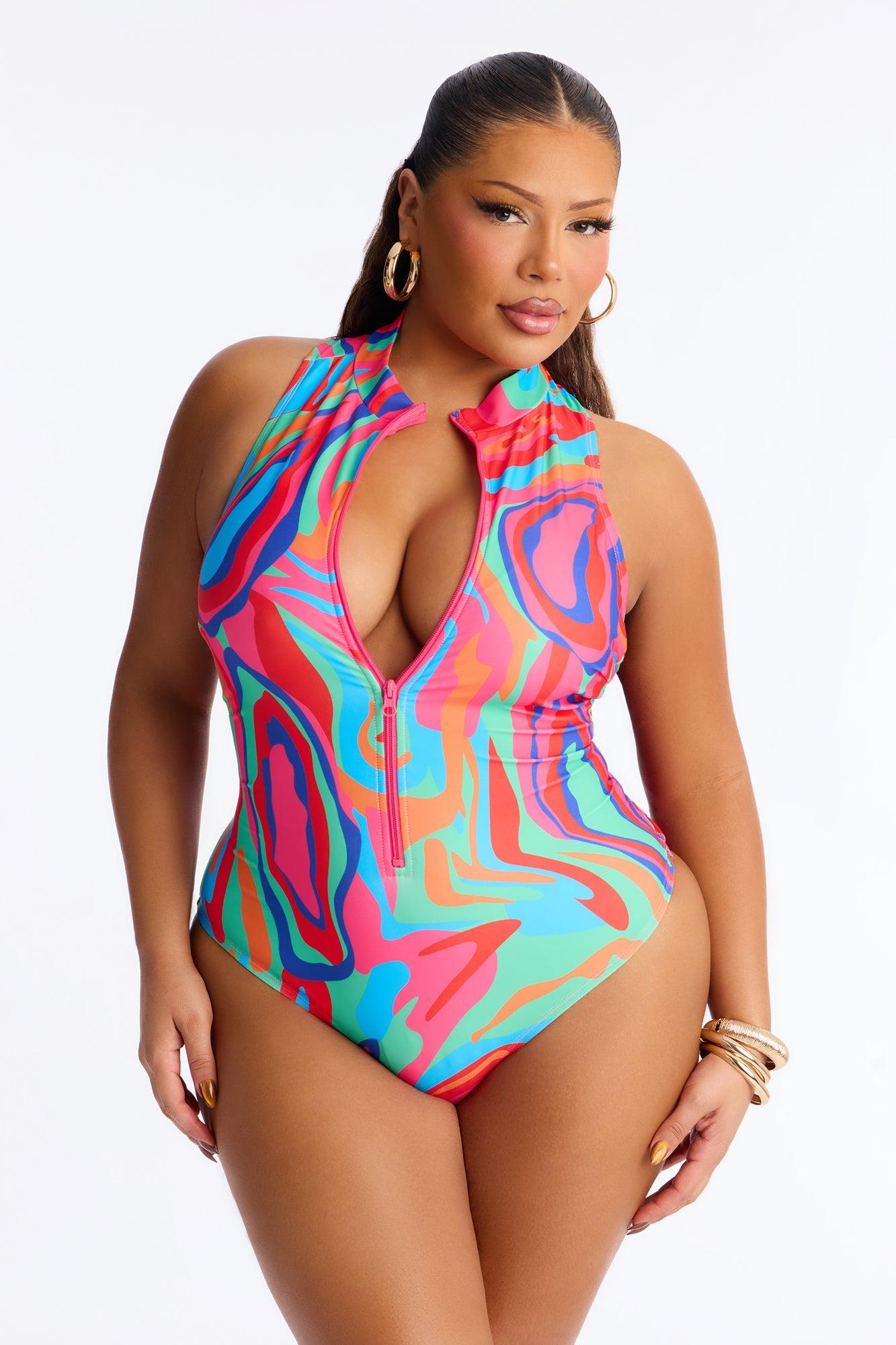 Kairi Evelyn Zip Up 1 Piece Swimsuit - Multi Color Female Product Image
