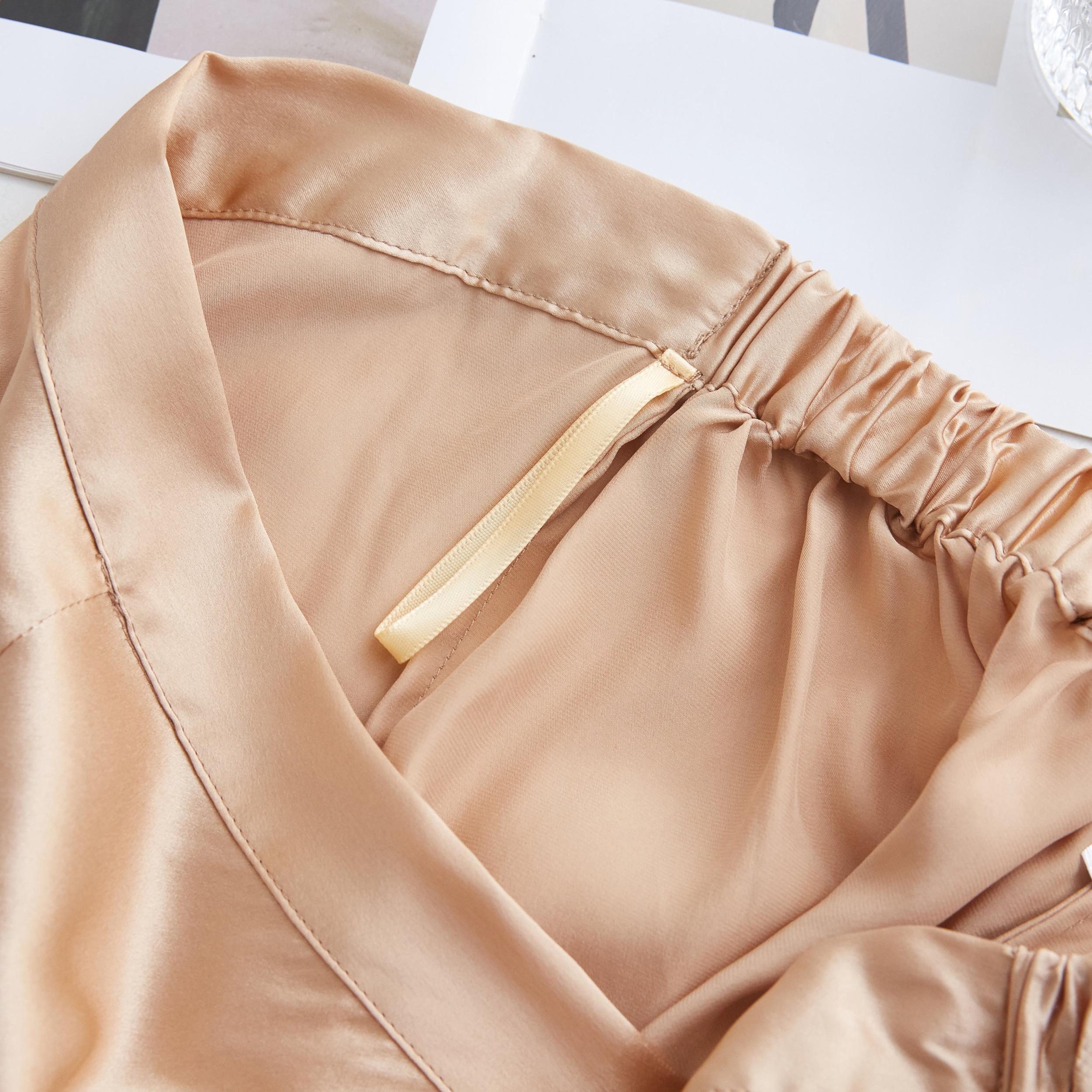 Champagne Pure Mulberry Silk Shorts | High-Waisted | 19 Momme | Soar Collection Product Image