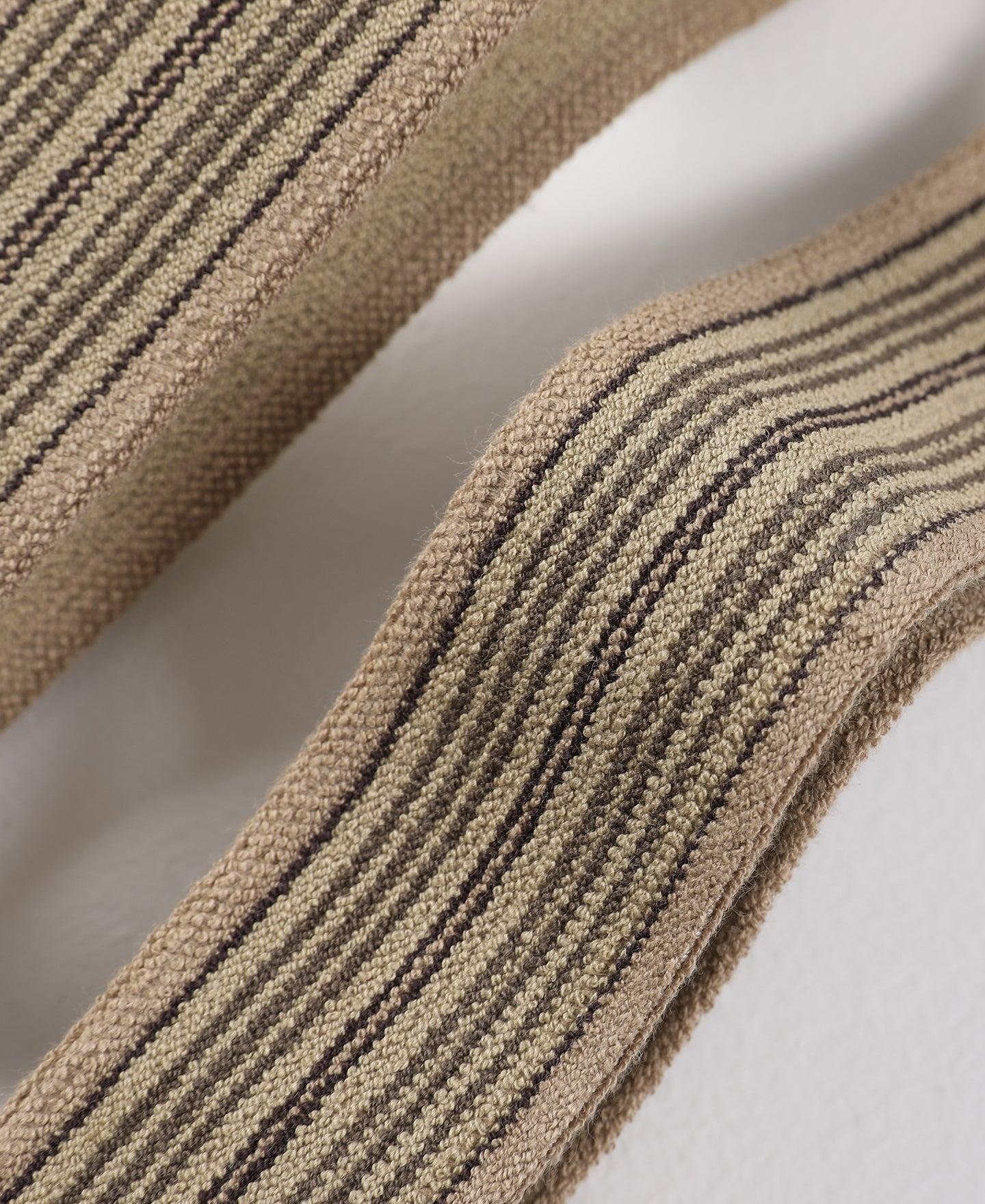 Old-Time Y-Back Leather Button Suspenders - Khaki Stripe Product Image