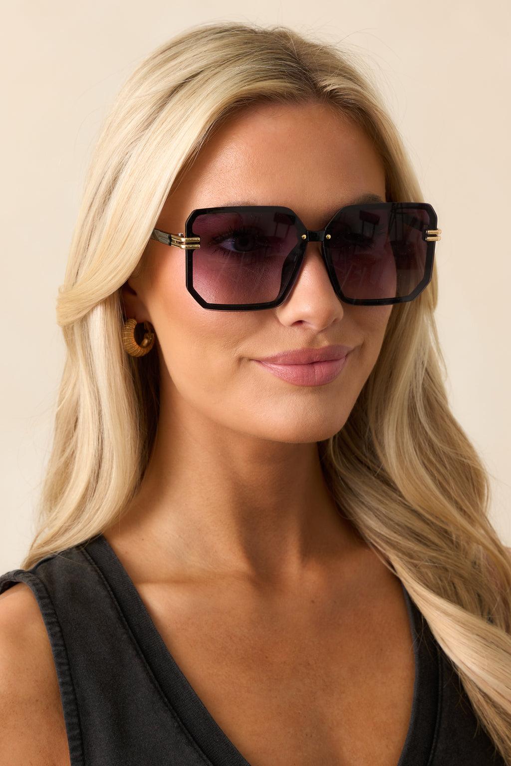 Glistening Lights Purple Square Sunglasses Product Image