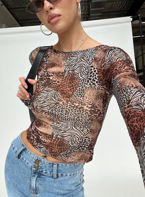 Tied In Long Sleeve Top Leopard Product Image