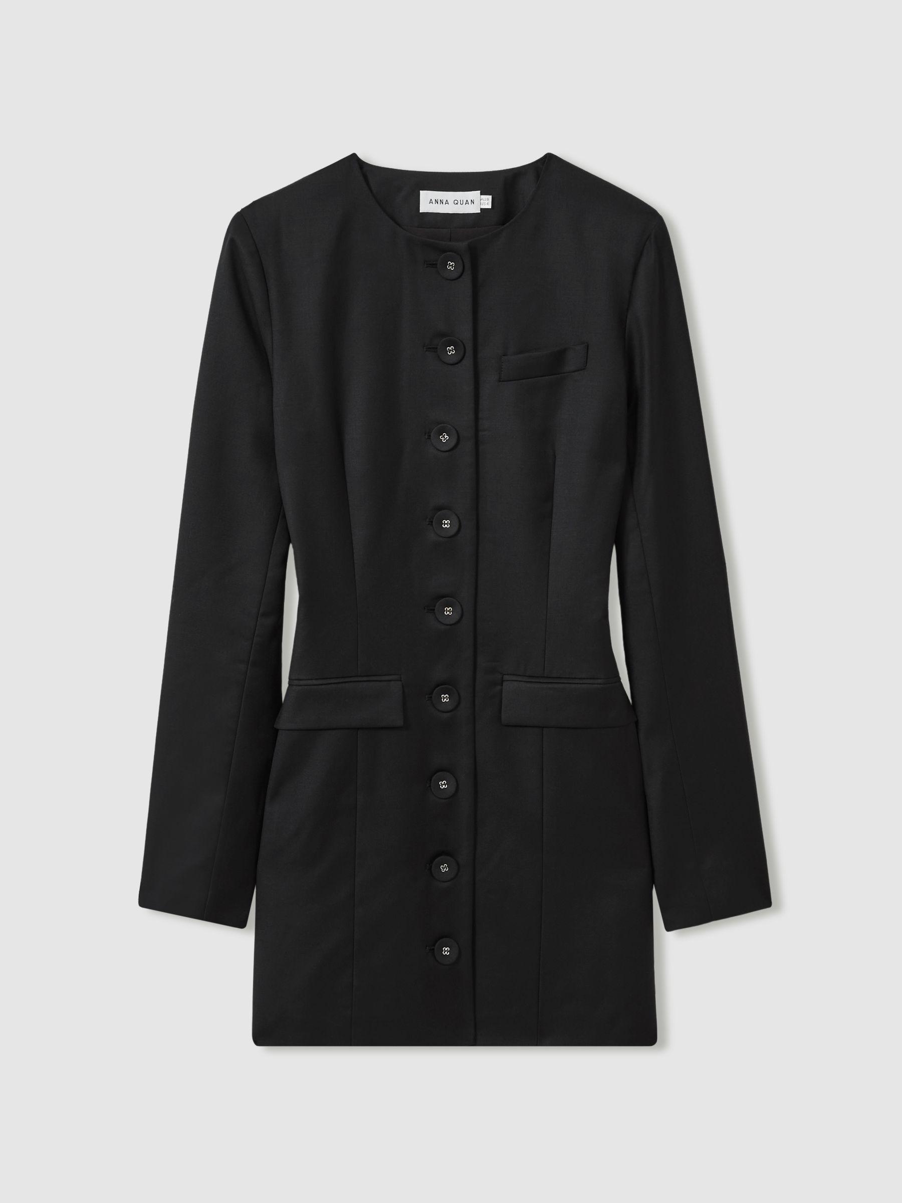 Anna Quan Tailored Button Through Mini Dress in Black Product Image