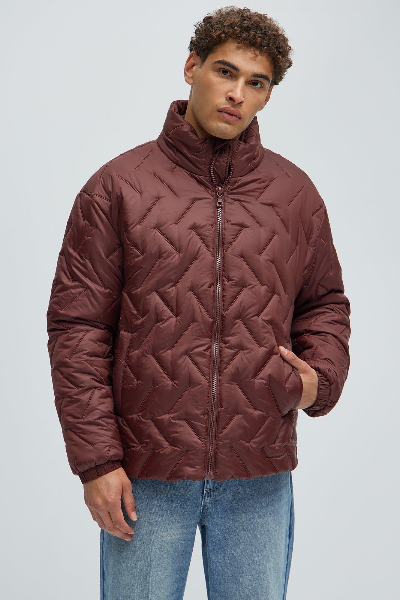 Off Road Quilted Jacket - Burgundy Product Image
