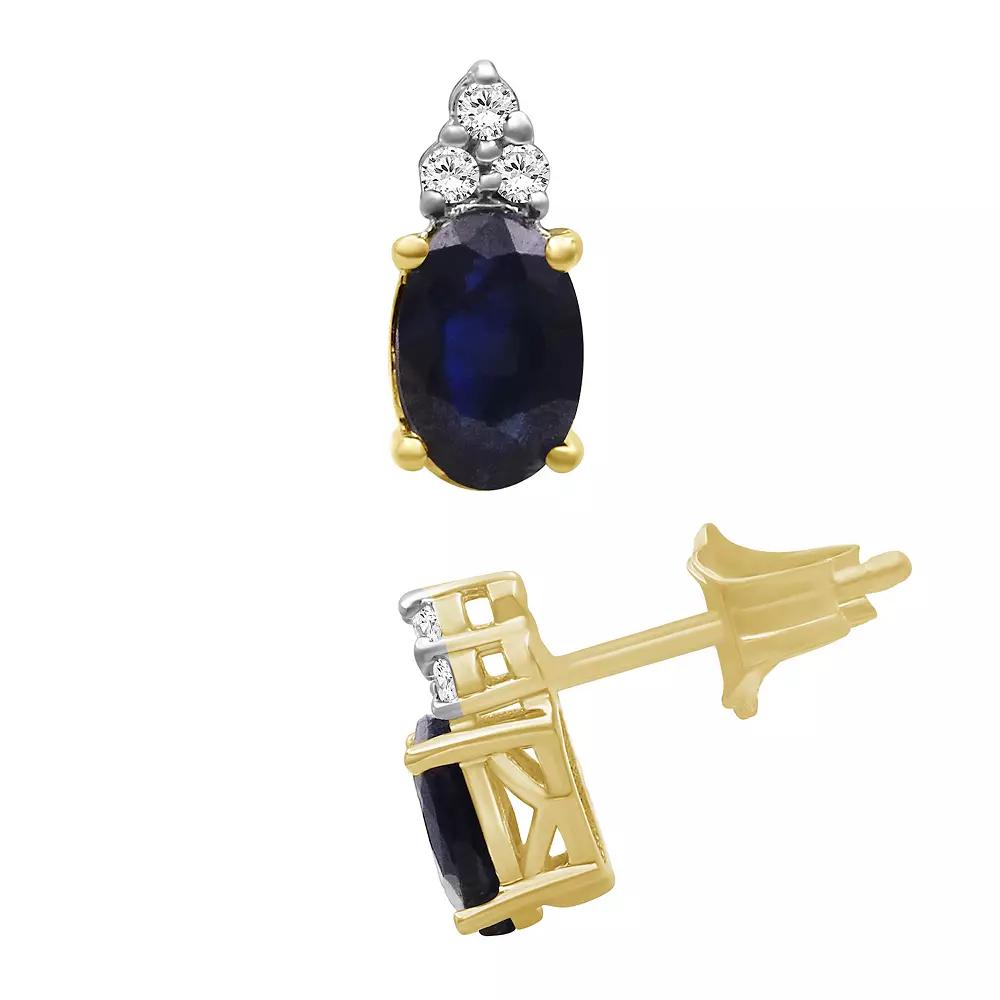 Jewelexcess 10k Gold Gemstone & Diamond Accent Stud Earrings, Women's, Blue Product Image