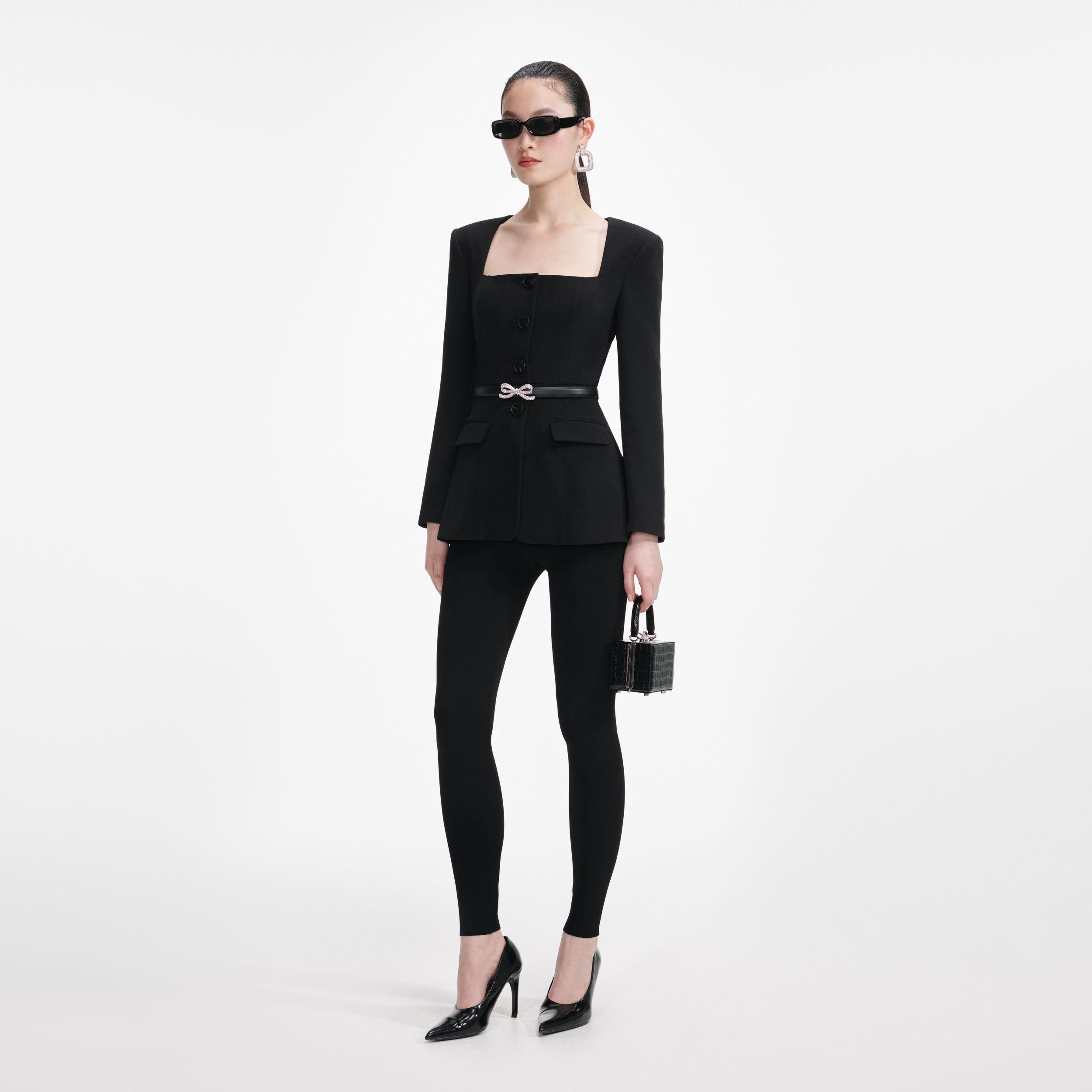 Black Crepe Tailored Top Product Image