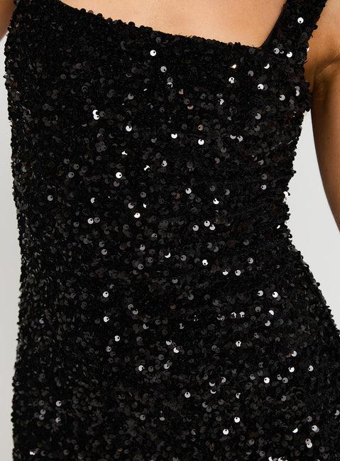 Miss Me Sequin Mini Dress Black Product Image